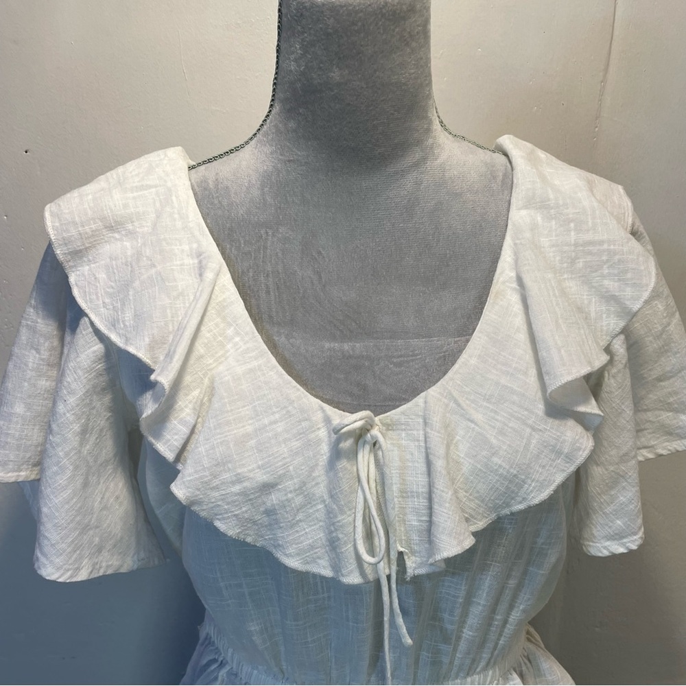 #0253 Billabong White Ruffled Peplum Blouse-S - Picture 3 of 7